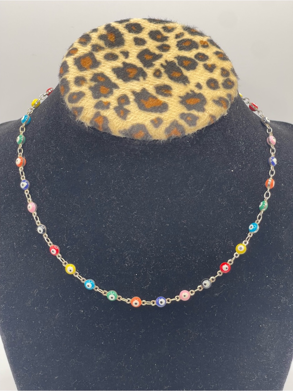 Evil Eye Acrylic Multicolor Bead Chain Necklace